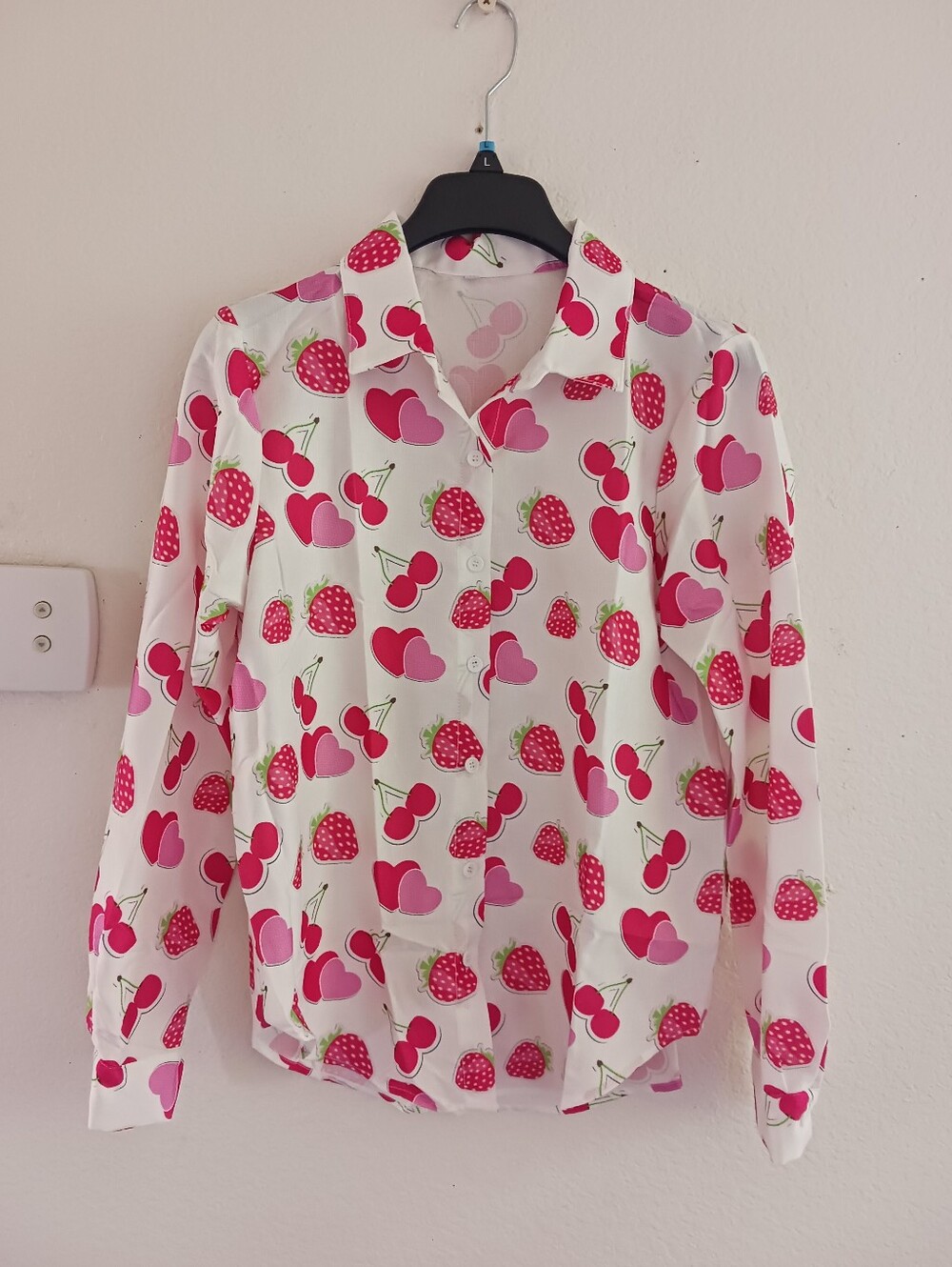 Women's Fruit Heart Print Long‎ Sleeve Shirt